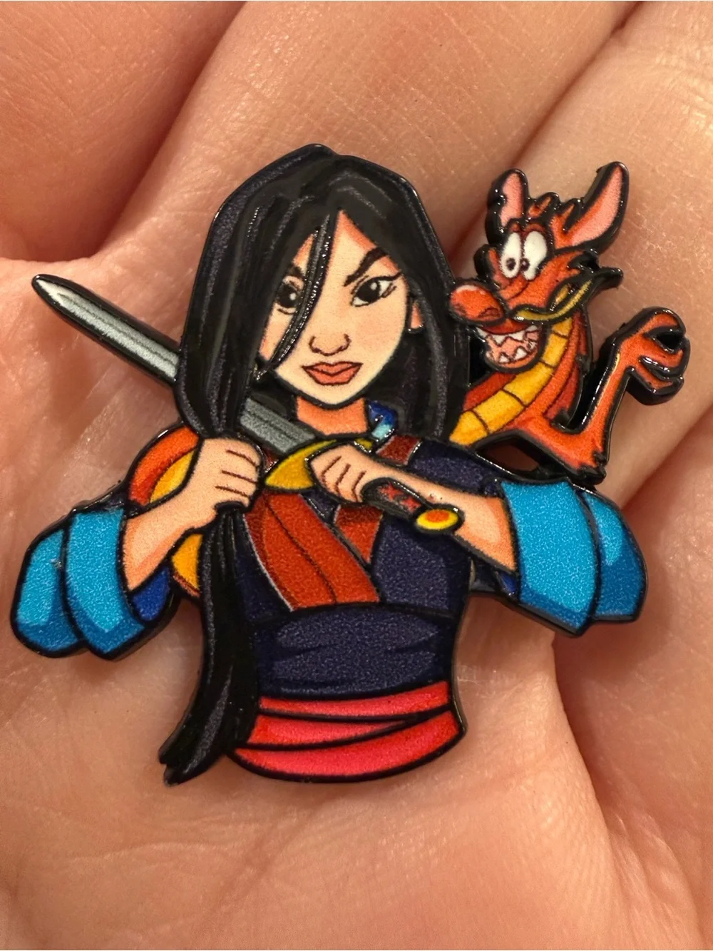 Mulan Character Enamel Brooch — Multicolor